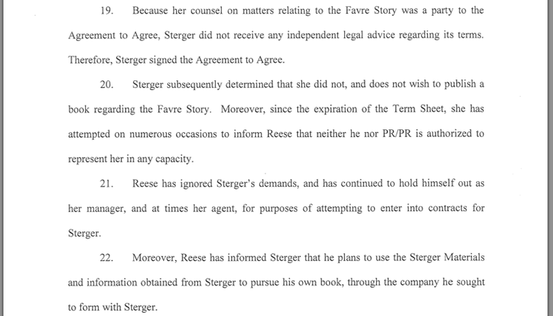 Illustration for article titled Jenn Sterger Sues Her Manager To Recover Favre Texts